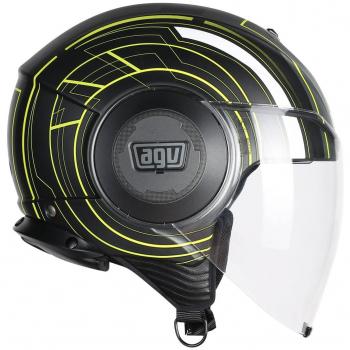 AGV Casco Moto Fluid E2205 Multi, Chicago Matt Black/Amarillo, L