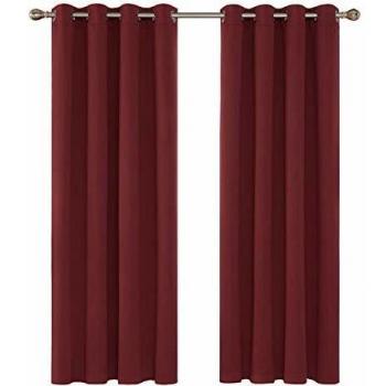 Deconovo Cortinas Opacas de Ventana con Ojales Aislamiento Térmico 2 Paneles 132 x 214 cm Rojo Oscuro