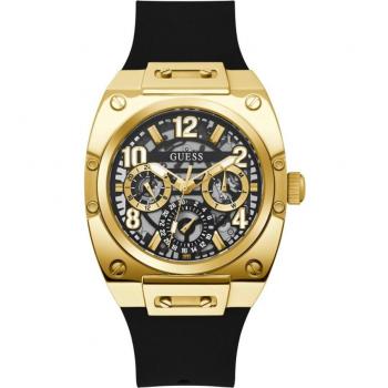 Guess Prodigy Silicone Multifunction Watch Black/Gold, Yellow male, Size: ONE SIZE