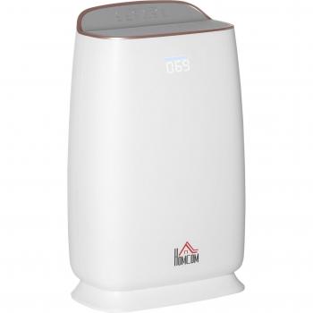 Purificador de Aire HOMCOM con Filtro HEPA de 3 Capas, CADR 220 m³/h, Cobertura hasta 28 m², Pantalla LED, 4 Velocidades, Temporizador,