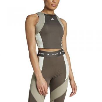 Camiseta adidas Techfit Colorblock Training cropped mujer verde