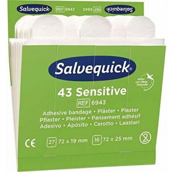 Recarga de Tiras Adhesivas Sensitivas Salvequick, 6 paquetes de 43 unidades cada uno
