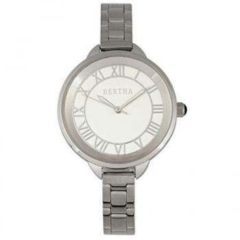 Bertha Madison Silver Stainless Steel Bracelet Watch with Sunray Dial - Standard Size