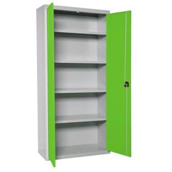 Armario Metálico Profesional SIMONLOCKER Multiusos 180x100x40 cm, 2 Puertas y 4 Baldas Interiores, Color Gris/Verde