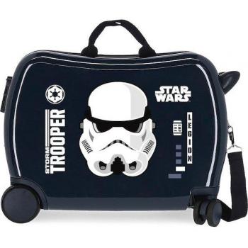 Maleta Infantil Rígida Star Wars Stormtrooper con 2 Ruedas Multidireccionales, Capacidad de 34L, Diseño Correpasillos en Color Azul