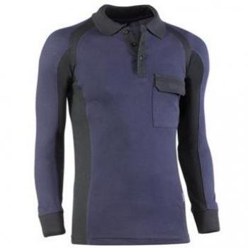 Polo Manga Larga Flex Pique Marino / Negro Talla S
