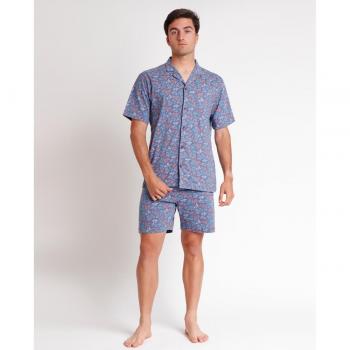 Pijama Abierto Manga Corta Ocean Life azul