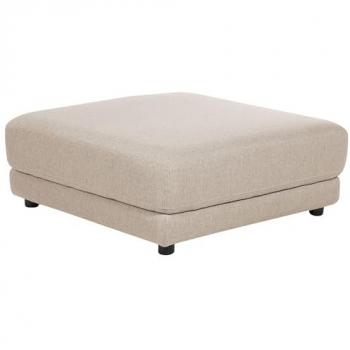 Ottomana Cuadrada Beige de Poliéster Tapizada Minimalista y Moderna con Pies Negros