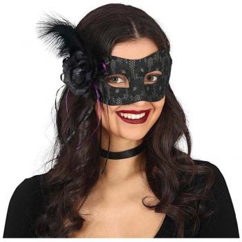 Antifaz Negro con Pluma