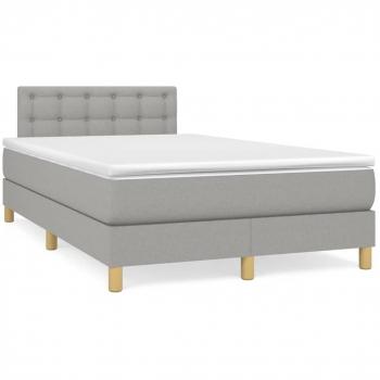 Cama box spring con colchón de muelles en tela gris claro 120x190 cm