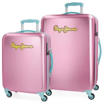 Pepe Jeans Bristol Juego de Maletas, 77 cm, 136 litros, Rosa