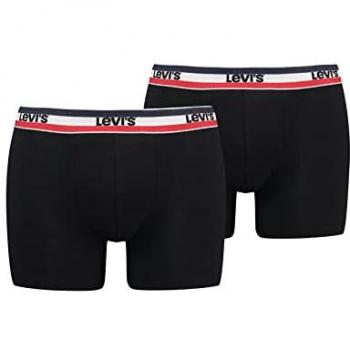 Bóxer Levi's® para hombre, pack de 2 unidades, color negro, talla XL, con elástico y logo