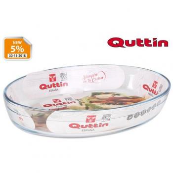 FUENTE DE VIDRIO OVALADA 35X24CM 3.4L BOROSILICATO QUTTIN RESISTENTE A MICROONDAS, HORNO, CONGELADOR Y LAVAVAJILL
