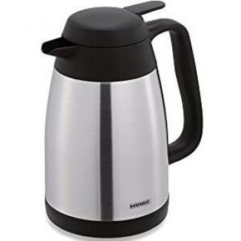 Leifheit Termo Style (1,0 L), termo para café 100% hermético con recipiente aislante de acero de doble pared, jarra térmica para usar con una mano