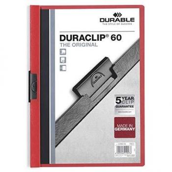 Durable Duraclip 60 - Carpeta de negocios, 30 hojas A4, 25 unidades, color rojo