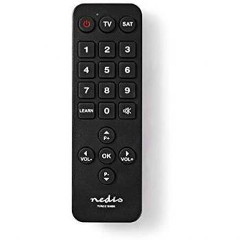 NEDIS Mando a Distancia Universal Control Remoto Universal | Preprogramado | Número de Dispositivos: 2 | Botones Grandes | Infrarrojo | Negro Negro