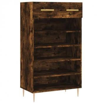 Zapatero de madera de ingeniería roble ahumado 60x35x105 cm Marrón