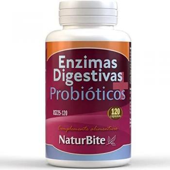 NaturBite Enzimas Digestivas + Probióticos 120 cápsulas Reducción del Ph intestinal evitando la invasión