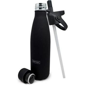 NERTHUS Termo Doble Pared, Acero Inoxidable, Negro, 500 ml