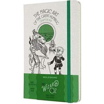 Moleskine - Cuaderno Edición Limitada El Mago de Oz, Cuaderno Temático La Magia del Gran Farsante, Hojas de Rayas, Tapa Dura de Tela, Tamaño Grande 13 x 21 cm, Color Verde, 240 Páginas
