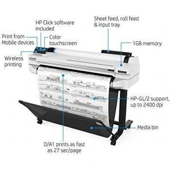 HP Designjet T530 (5ZY60A) - Impresora de inyección de Tinta, Color Gris