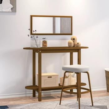 Mesa consola de madera maciza de pino 110x40x80 cm en color Blanco, Gris y Marrón miel - Mesita de Salón o Comedor o Auxiliar - Mesa de Café Meuble Salón