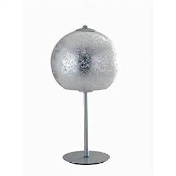 Lámpara de Mesa Vanity Plata 18x35cm E27 60W con Pantalla de Vidrio y Cable Textil