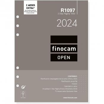 Finocam Recambio Anual 2024 Open R1097 1000 155x215mm 2 Días por Página 6 Taladros