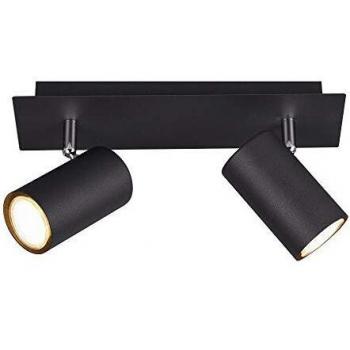 Foco de techo regulable negro mate Marley con 2 luces GU10, 35W cada una