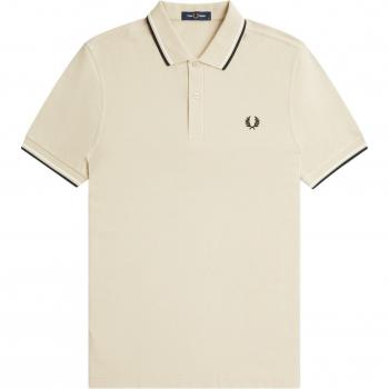 Fred Perry Twin Tipped Polo Shirt - Oatmeal - M3600-U87 - Men's Polo Shirt in Beige - Size: XL