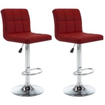 Taburetes de cocina 2 unidades cuero sintético color vino tinto