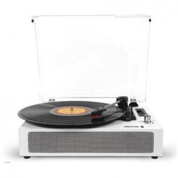 Prixton Studio Deluxe Tocadiscos Bluetooth con Entradas RCA, AUX, USB y SD, Radio FM, Potencia 2x5W, Grabación en SD y USB, Blanco