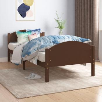 Cama sin colchón de madera de pino marrón oscuro 100x200 cm