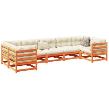7-Piece Garden Sofa Set with Cushions in Wax Brown Solid Pine Wood