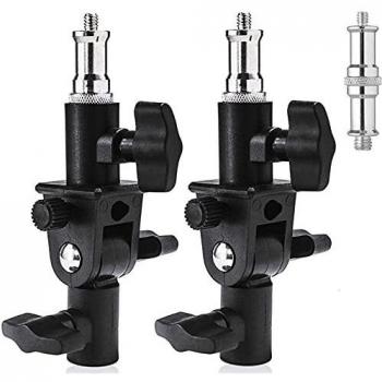 Selens 2X Adaptador Soporte de Paraguas Forma de U 1/4 3/8 Ajustable 180° Giratorio para Flash Light Stand Sporte de Luz Montura Fotografía Fotógrafo Foto Softbox Estudio Fotográfico