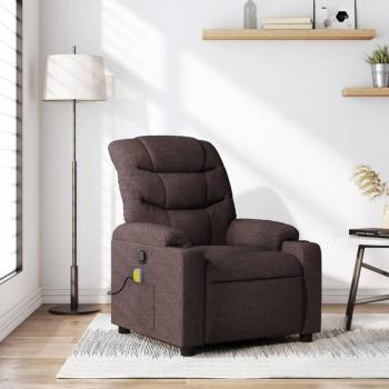 Sillón de masaje reclinable de tela marrón oscuro Vidaxl 297028