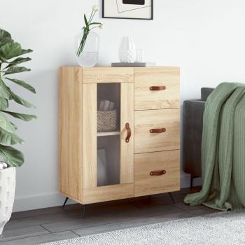 Aparador de madera de ingeniería 69,5x34x90 cm en color roble Sonoma, mueble de almacenaje para salón, buffet y armario auxiliar