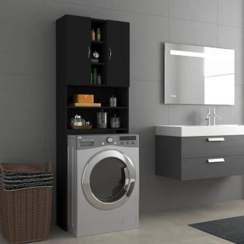 Armario para lavadora negro 64x25,5x190 cm