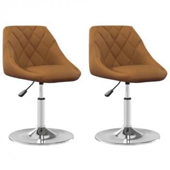Sillas de comedor giratorias de terciopelo marrón 2 piezas, altura ajustable, tapizadas, para cocina y salón