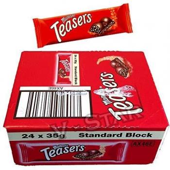 Maltesers Teasers Chocolate con Leche - Caja de 24 Barras (35g cada una)