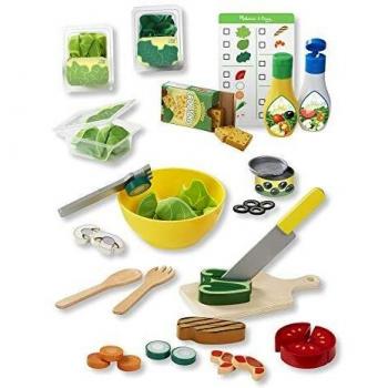 Melissa & Doug- Slice and Toss Salad Set Comida de Juguete de Madera, Multicolor