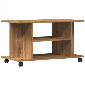 vidaXL Artisan Oak TV Cabinet with Lockable Castors - 80x40x45 cm Engineered Wood Media Unit
