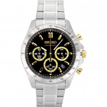 Seiko Spirit SBTR015 Men's Quartz Chronograph Watch - Stainless Steel, Black Dial, 100M Water Resistance