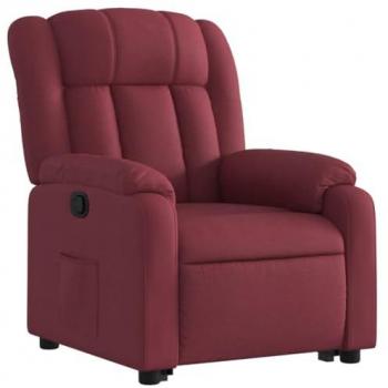 Sillón Reclinable Elevable de Relax en Tela Rojo Tinto con Respaldo y Reposabrazos para Ancianos
