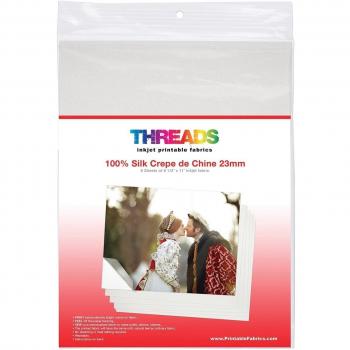Hilos 100560 Inkjet Printable tela Hojas 21,59 x 27,9 cm), 100% Seda crepé chino
