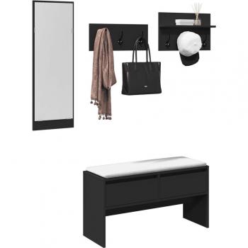 Conjunto de muebles de entrada 4 piezas de madera negra multicapa
