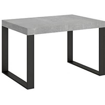 Mesa extensible Tecno Premium 90x130/390 cm de cemento con estructura antracita