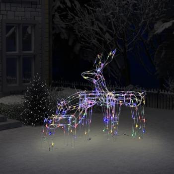 vidaXL Renos de Navidad 3 Piezas con 229 LEDs - Decoración Lumínica Multicolor, Blanco Cálido y Azul