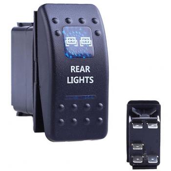 12V 24V Interruptor Palanca Led Azul Impermeable 5 Pins Luz Trasera para Barco Coche Universal