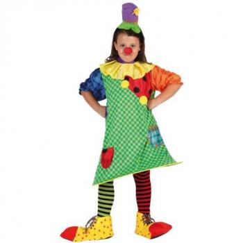 Disfraz Infantil de Payasa Verde para Niña (Talla 7-9 Años) - Carnaval, Halloween y Teatro